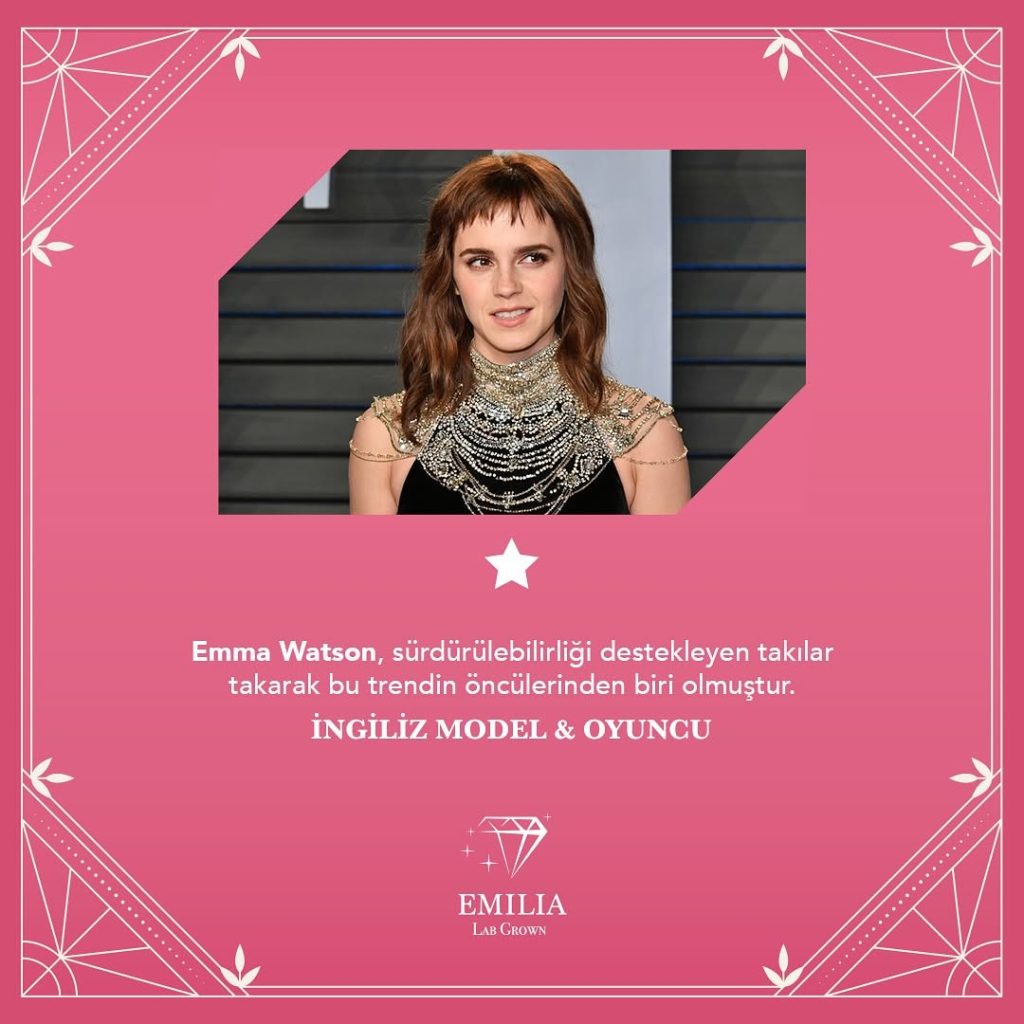 Emma Watson – laboratuvar pırlantası kullanılan mücevher tercihi 